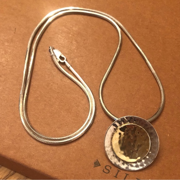 Vintage Silpada 14K Gold Plated Sterling Silver Pendant Snake Chain Necklace - Picture 3 of 13